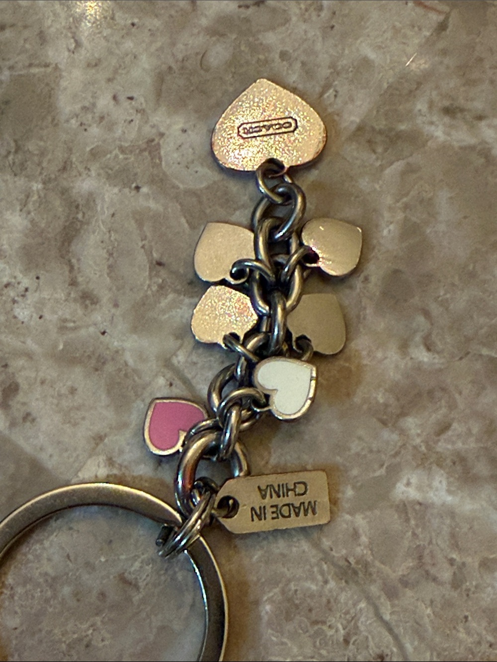 Coach Pink Multi-Heart Charm Key Ring HTF Y2K - Picture 6 of 10